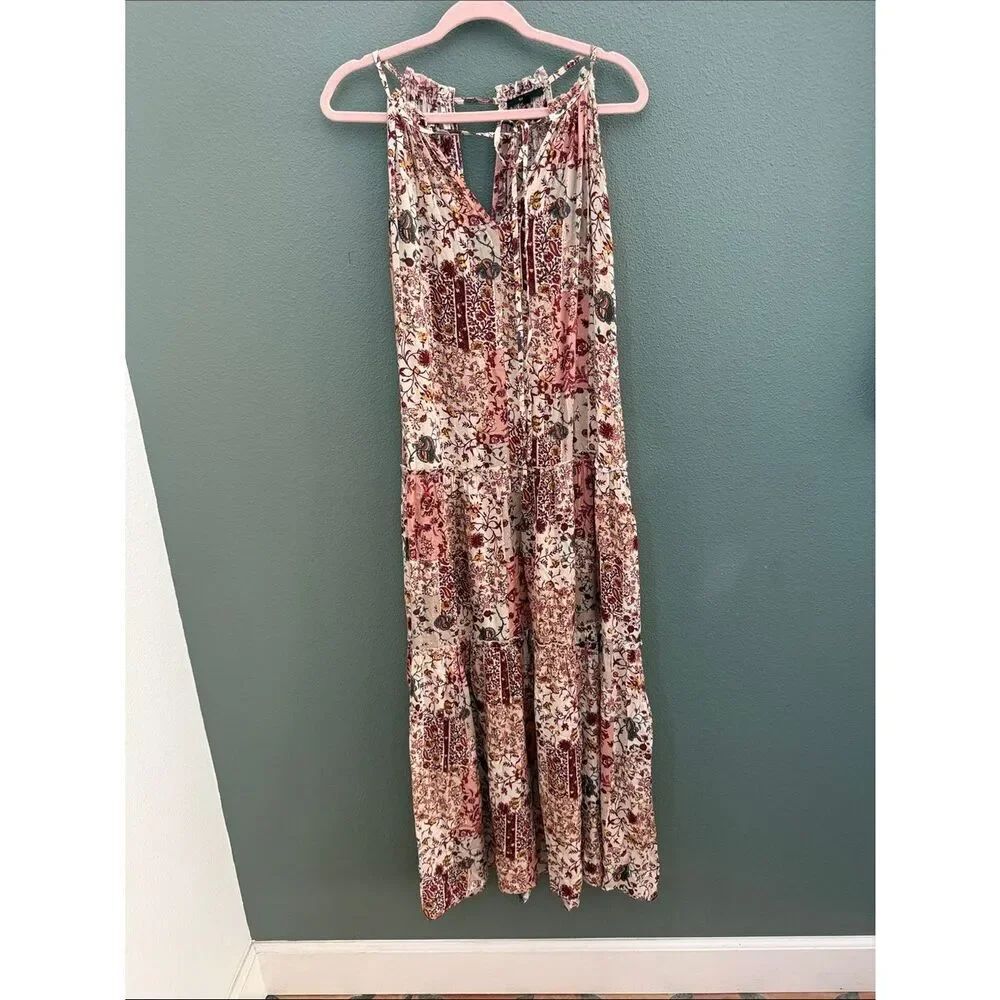 Anthropologie DREW Naomi Maxi Boho Dress in Natural Morocco Sz Small